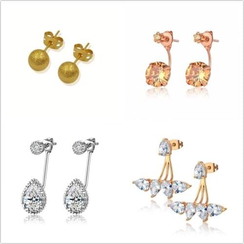 Simple zircon Stud Earrings jewelry for Women gold cz Earrings Skull Cat love smile circle Moon Earrings best gift