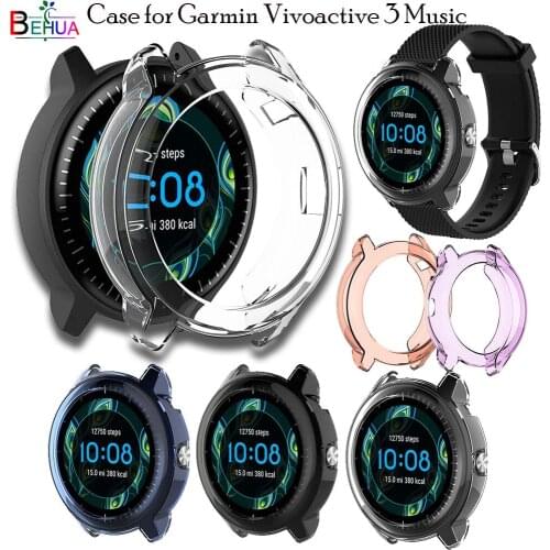Clear Screen Protective TPU Case Cover for Garmin Vivoactive 3 Music Smartwatch Sport Watch Case Replacement Shock-Proof shell