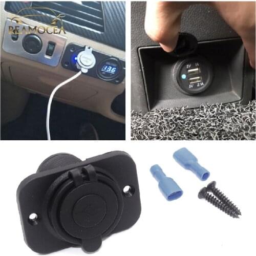 Reamocea Dual USB Port Car Charger Cigarette Lighter Socket Plug LED Voltmeter Waterproof Mobile Phone Smart Charging Adapter