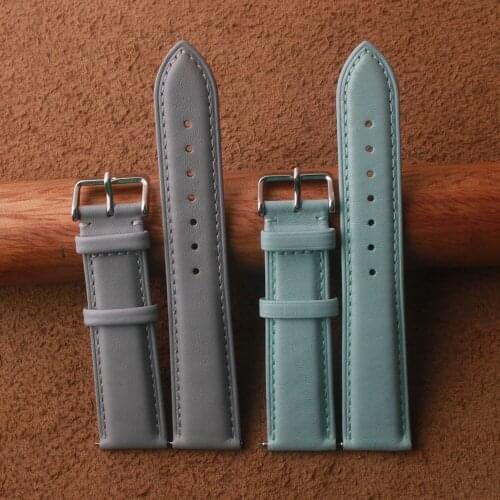 Genuine Calf Skin Leather Watchband Smooth Watch Accessories Colourful Watchstrap Quick Release Pin 14mm 16mm 18mm 20mm Bracelet