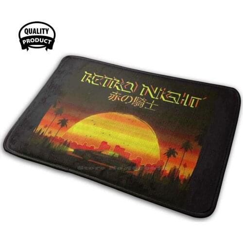 Retro Night Sunset City 3D Household Goods Mat Rug Carpet Cushion Retro Night City Sunset Race Car Cyber City 80S Retro Dark