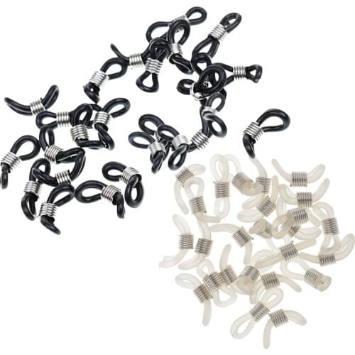 50pcs Rubber Metal Ends For Eyeglass Chain Necklace Chain Black And Clear Rubber Connectors for Glasses Cord Holder Strap