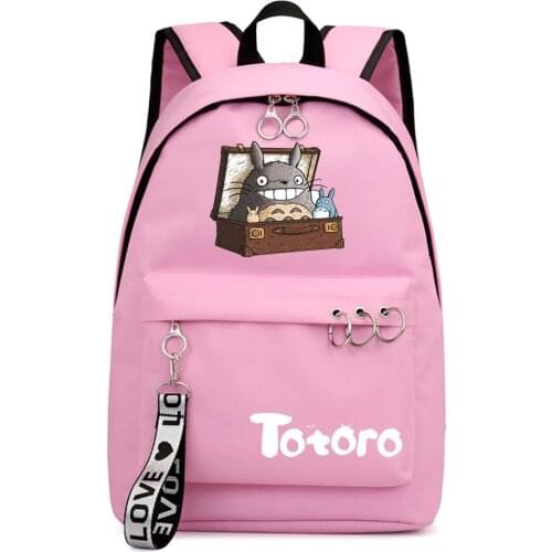 Zipper Packsack My Neighbor Totoro Rucksack Boys Girls Backpack Casual Shoulders Fashion Laptop Bag Teenger Student Bookbag Gift