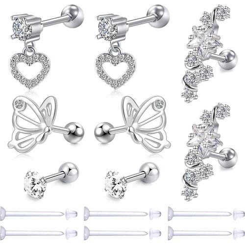 16 Gauge Helix Piercing Earrings Stud Cartilage Earrings Surgical Steel Earrings Piercing Jewellery Set Rose Gold