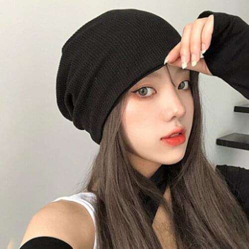 High-quality beanie, casual, warm elastic knitted cotton warm hat, spring, autumn and winter sports, Muslim headwear, big head