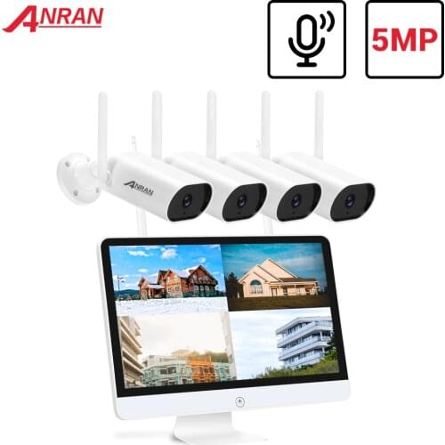 ANRAN 5MP Video Surveillance Camera System 15.6 inch LCD Video recorder Audio Outdoor CCTV Cameras Waterproof Night Vision APP