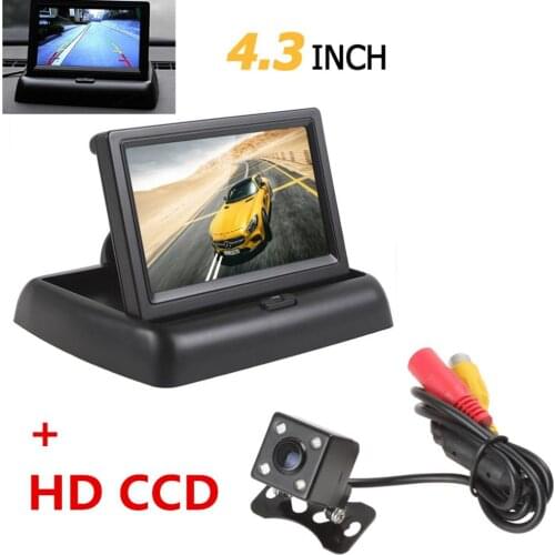 Foldable 4.3 Inch TFT LCD Mini Car Rearview Monitor Vehicle Reversing Parking System + Auto Night Vision Rear View Backup Camera