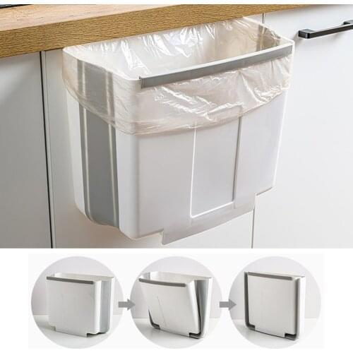 Folding Waste Bins Kitchen Garbage Bin Wall Mounted Trashcan Hanging Trash Waste Storage Bucket