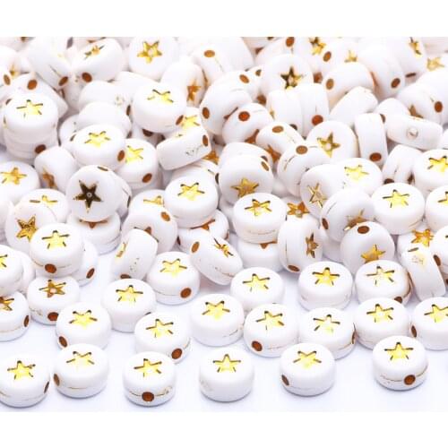 Mixed White Star Acrylic Beads 4x7mm Round Loose Letter Spacer Beads For Jewelry Making Diy Necklace Bracelet Accessories