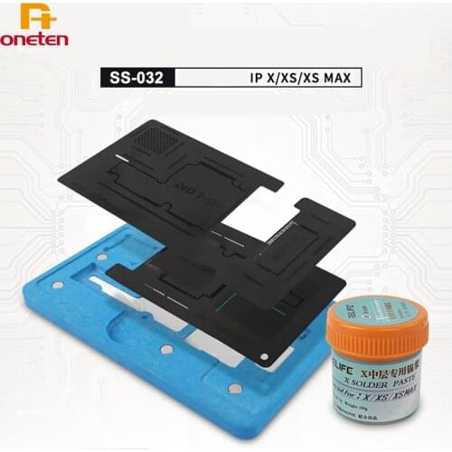 Sunshine 032 Middle Board BGA Reballing Stencil Plant Tin Platform+Solder Paste For Phone x xs xsmax Maintenance motherboard