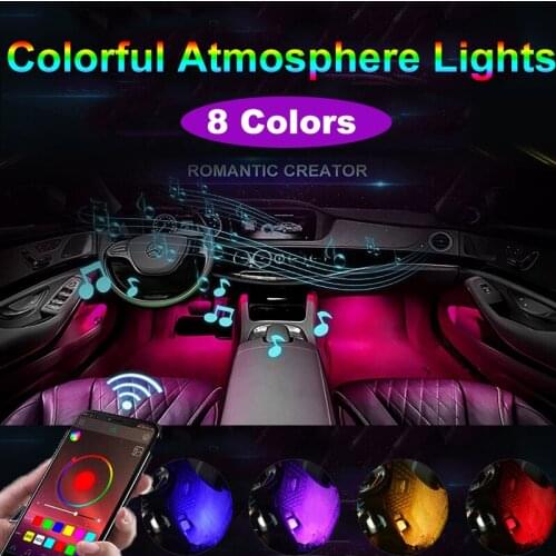 LED Car Foot Ambient Lamp With USB Cigarette App Backlight Music Control Automotive Interior Decorative Multiple Modes Lights