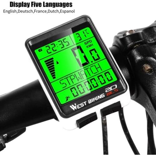 2.1Inch Bicycle Computer Wireless MTB Bike Odometer Large Screen LED Digital Cycling Computer Bicycle Speedometer MPH Stopwatch