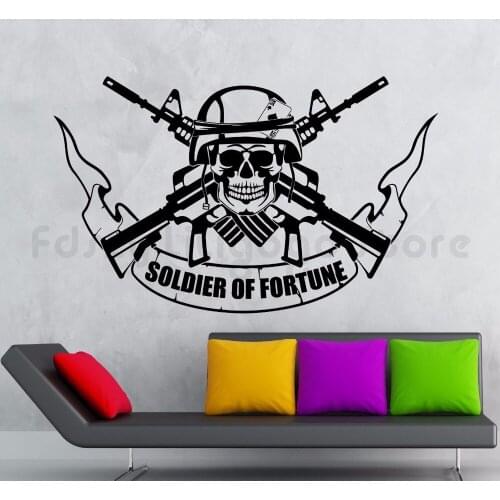 Vinyl Sticker Soldier of Fortune Wall Decals War Military Skull Soldier Wall Poster Home Decoration Removable Wall MuralQ229