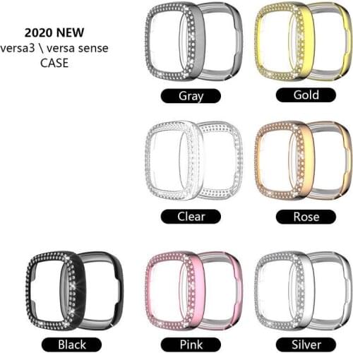 Diamonds Men Women PC Protect Cover For Fitbit versa3 Accessories Soft Clear TPU Screen Protector for Fitbit Sense