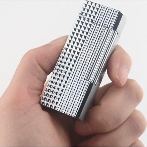 Grinding Wheel Pipe Gas Lighter High Quality Jet Butane Engraving Metal Oblique Flame Cigarette lighter Inflated Gadgets For Men