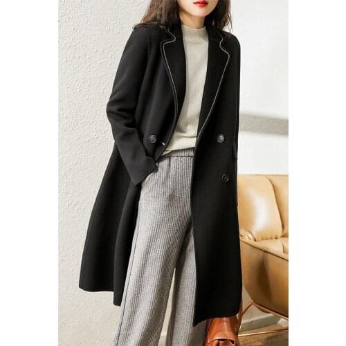 Classic BC bead chain handmade double-sided sheep wool and cashmere suit coat jacket women