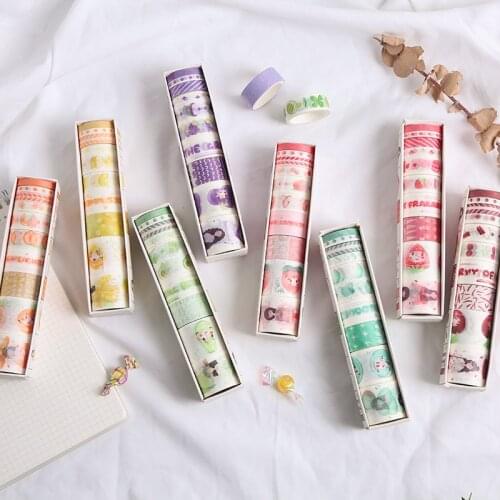 10Pcs/Lot Cute Fruit Strawberry Slim Washi Tape Set Diy Decorative Diary Journal Scrapbooking Planner Stickers Kawaii Stationery