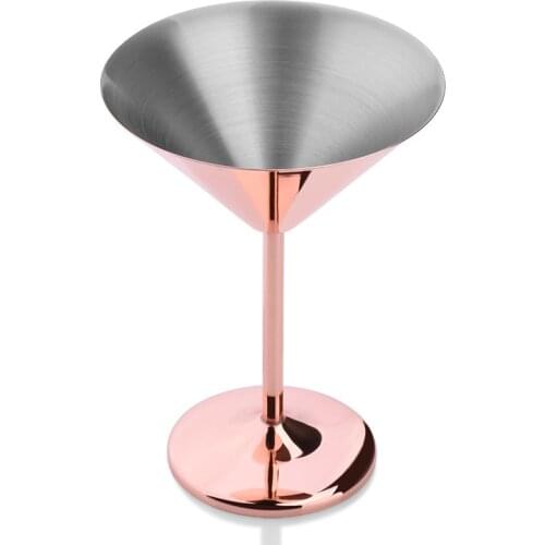 100-200ml 304 Stainless Steel Metal Goblet Martini Cocktail Wine Glass Cup Family Bar Silver Copper-Colored Gemini Wine Cup