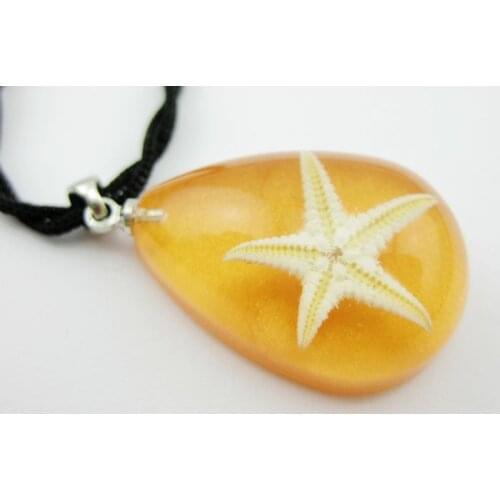 12 PCS NEW REAL STARFISH SAFFRON YELLOW LUCITE PENDANT JEWELRY TAXIDERMY GIFT
