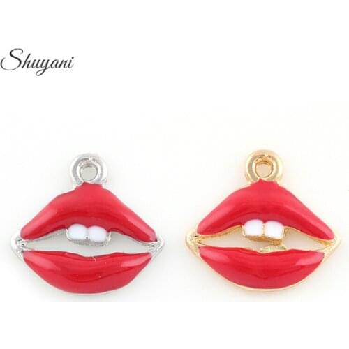 20Pcs Red Tooth Lips Charms Pendants For Necklace Bracelet Charm Jewelry Making DIY Handmade Craft