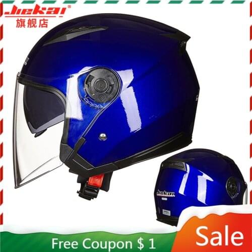 2020JIEKAI Latest Motorcycle Helmet Double Lens Face Helmet Men/women Four Seasons Open Face Mask Helmet M/L/XL/XXL Half Helmet