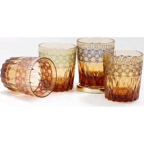 2021 New Popular Edo Kiriko Hand Carved Wine Glass Cup Use for Whiskey Beer Gin