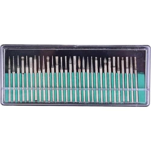 30Pcs/lot 3mm Burr Bits Head Grinding Needle Carving Polishing Set Mounted Mini Drill Tool