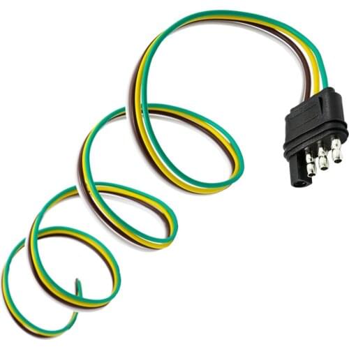 4-Way Flat Trailer Wire Harness Extension Connector Socket and 36'' Cable US