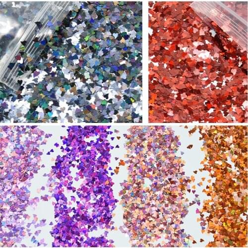 50g/bag Holographic Chunky Glitter Sequins Peach Heart Iridescent Flakes Ultra-Thin Tips Colorful Mixed Paillette Flakes PD50