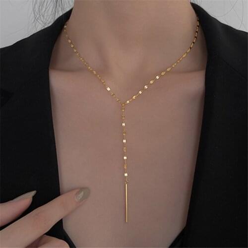 925 Silver Y Necklace Gold Jewelry Minimalism Pendants Chocker Kolye Vintage Collier Bijoux Femme Woman Choker Kolye