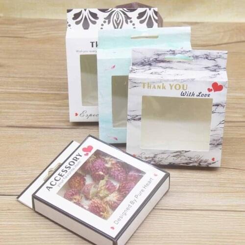 Accessory your favorite item gift box packaging 20/50pcs brown/white Thank You marbling wedding party candy /cookies window box