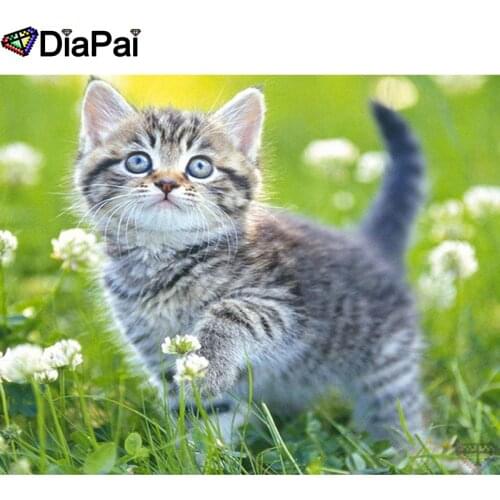 DIAPAI 5D DIY Diamond Painting 100% Full Square/Round Drill "Animal cat flower" Diamond Embroidery Cross Stitch 3D Decor A22158