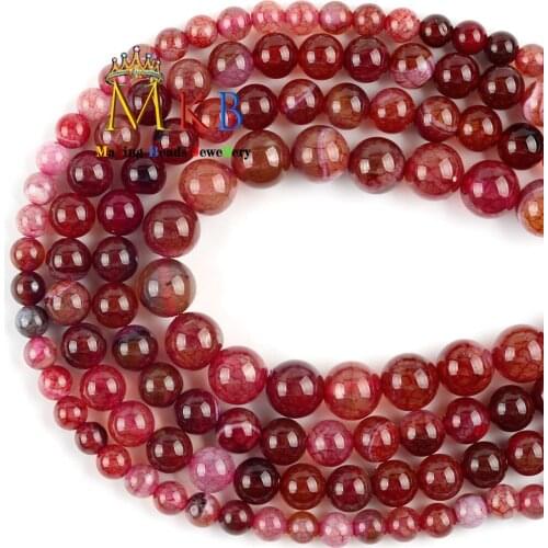 Natural Round Red Carnelian Dragon Veins Agates Stone Beads For Jewelry Making Diy Bracelet Accessories 6 8 10mm 15inches