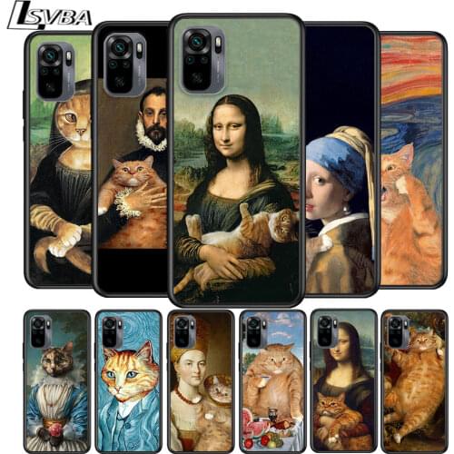 Funny Cat Art Aesthetics for Xiaomi Redmi Note 10 10S 9 9T 9S 9Pro Max 8T 8Pro 8 7 6 5 Pro 5A 4X 4 Soft Black Phone Case