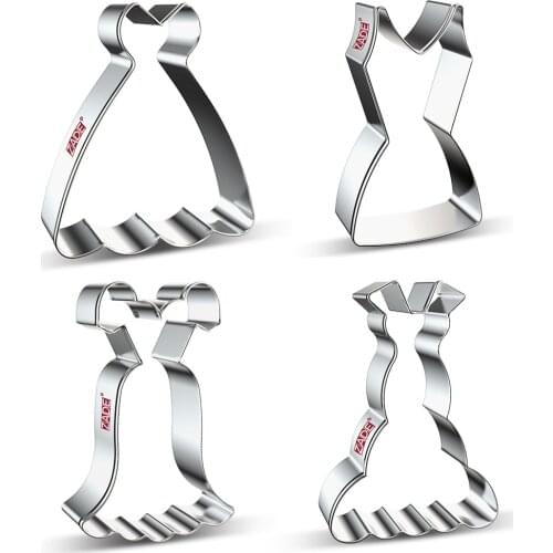 ZADE Princess Dress Cookie Cutters For Biscuit Baking Valentine Wedding Cookie Cutter - Stainless Steel
