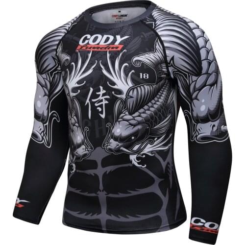 Cody Lundin MMA Running T-Shirt Rashguard Men Long Sleeve T Shirts Bodybuilding MMA Clothing Sport Tops 3D Print T Shirt