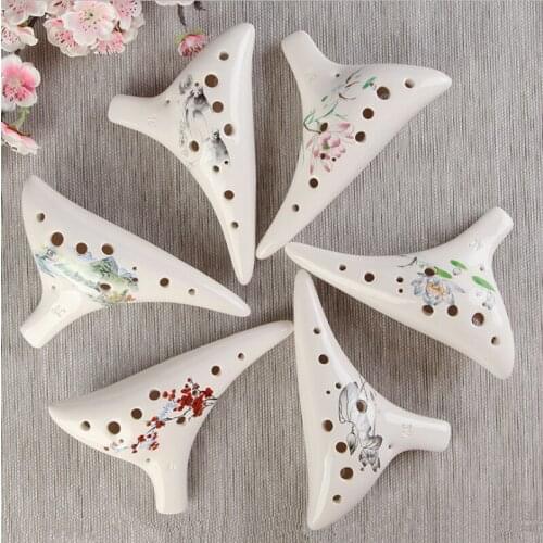 12 Hole Ocarina of Time Ceramic Top Quality Alto C Flute 6 pattern Ocarina Flute Wind Orff 13 degrees FLU09