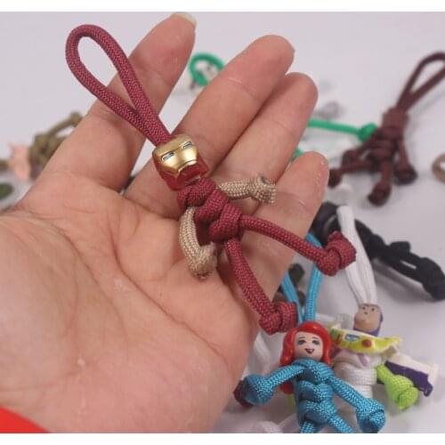Building Block Doll Toy Key Chains Biker Helmet Pendant Keychain Braided Rope Paracord Buddy Bag Car Hanging Backpack Key Holder