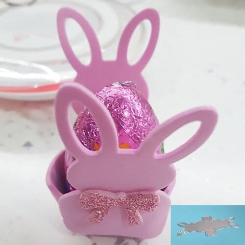 Rabbit box Easter 3D effect, metal cutter die box DIY scrapbook paper card with template, decorative craftsmanship engraving, di