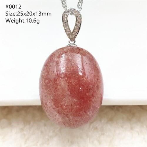 100% Natural Red Ice Strawberry Quartz Pendant 25x20x13mm For Women Gemstone Oval Drop Love Stone Jewelry AAAAA