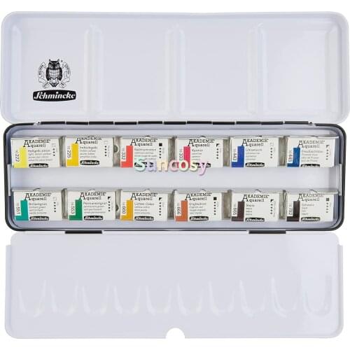 Akademie SCHMINCKE AKADEMIEA Aquarell Solid Metal Box with 12 Large Pans - 75312