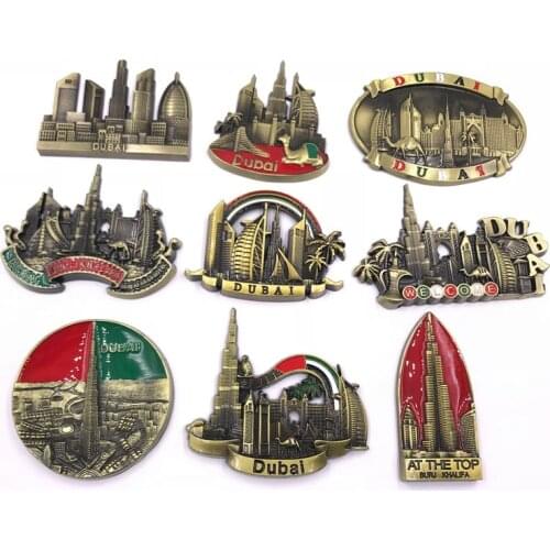 Dubai Metal Fridge Magnets Souvenir Sailboat Hotel Middle East Metal Refrigerator Magnet Stickers Kitchen Accessories Gift Ideas