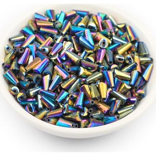 MKTREG 4*8mm Tower shape Austrian crystal beads 70pcs/lot Tower glass loose spacer bead for Jewelry Bracelet Necklace Making DIY