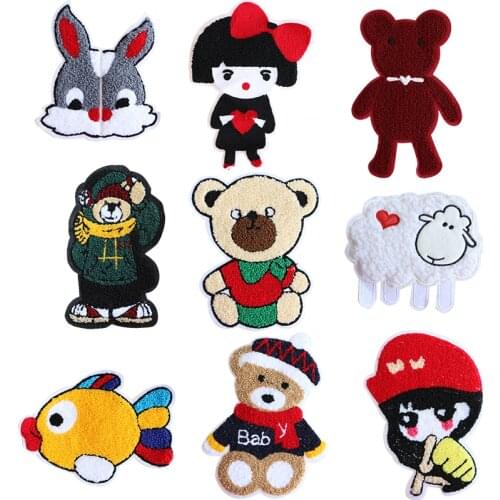 Cartoon Decorative Sheep Bear Girl Rabbit Chenil Icon Applique Embroidered Patches For DIY Iron on Patch Badges on the Backpack