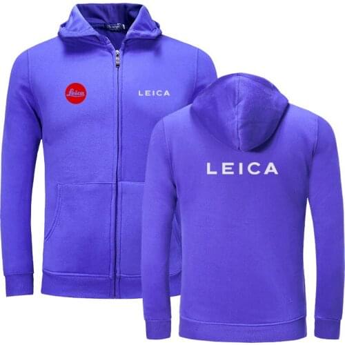 2021 New Plain Mens LEICA Zip Up Hoody Jacket Sweatshirt Hooded Zipper male Top Outerwear