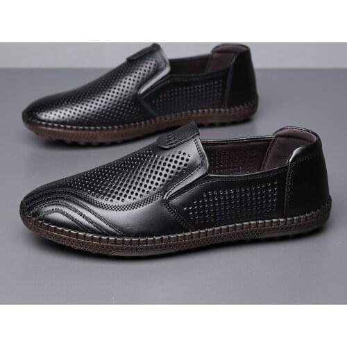 Sandals Men 2021 Summer New Business Mens Leather Shoes Casual Fashion Hole Shoes Soft Bottom Breathable Mens Shoes