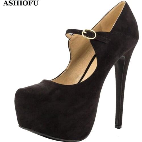 ASHIOFU Wholesale New Style Womens Handmade High Heel Pumps Mary Janes Party Prom Dress Shoes Evening Fashion Court Shoes XD287
