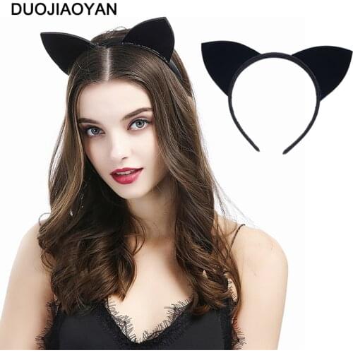 DUOJIAOYAN New Sexy Black Cat Ears Headband Women Elastic Headband Fashion Party girls hair accessories