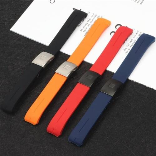 Soft Silicone Watch Band 21mm fit For Tissot strap for T013 T047 Rubber T-Sport Watchband Waterproof for T013420A T047420A