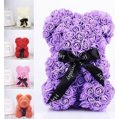 Valentines Romantice Artificial Rose Bear/Dog/Rabbit PE Rose Gift For Wedding Party Creative DIY Valentine Gift PE Rose Doll